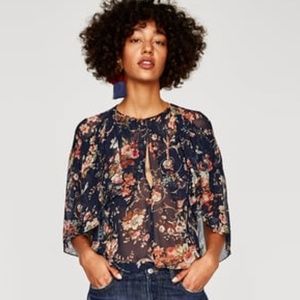 HOST PICK! Zara Floral Print Cape Blouse